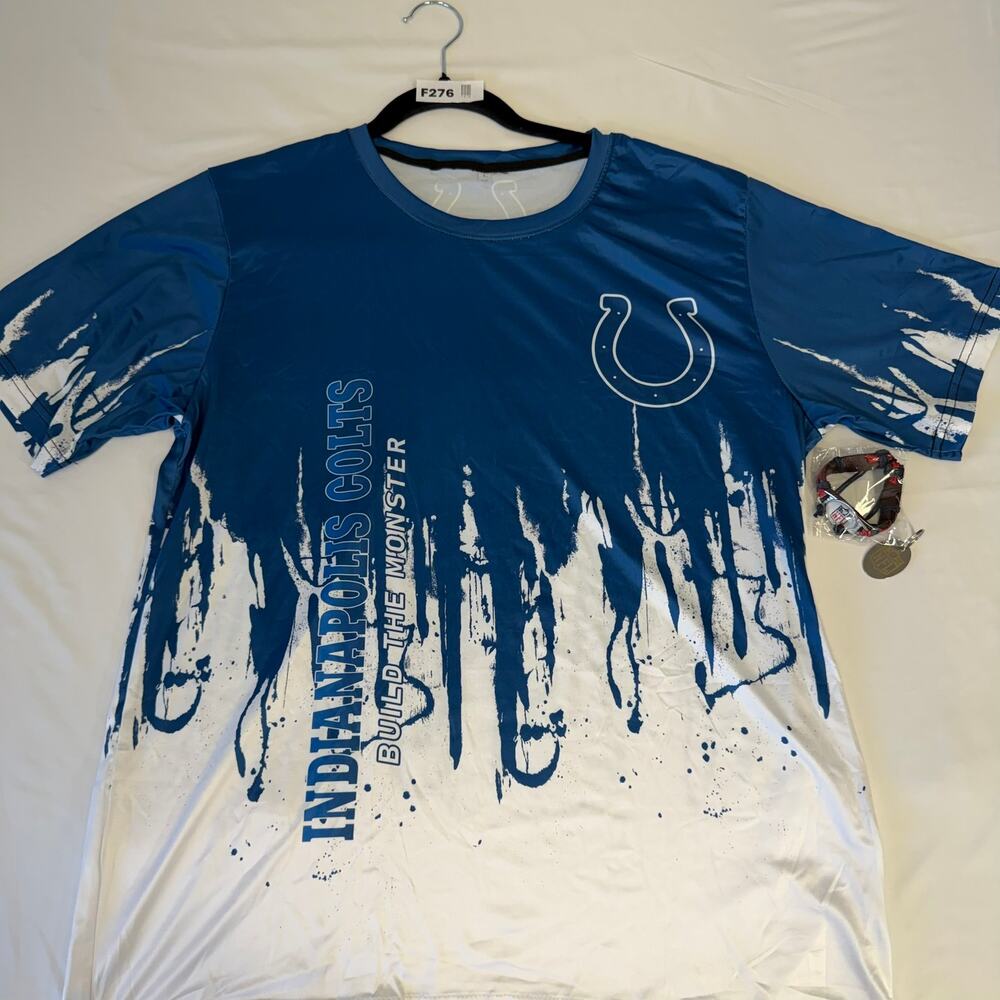 Indianapolis Colts "Build The Monster" Graphic Performance Shirt Blue White sz L